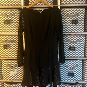 Catherine Malandrino Black Dress with Lace Sleeves